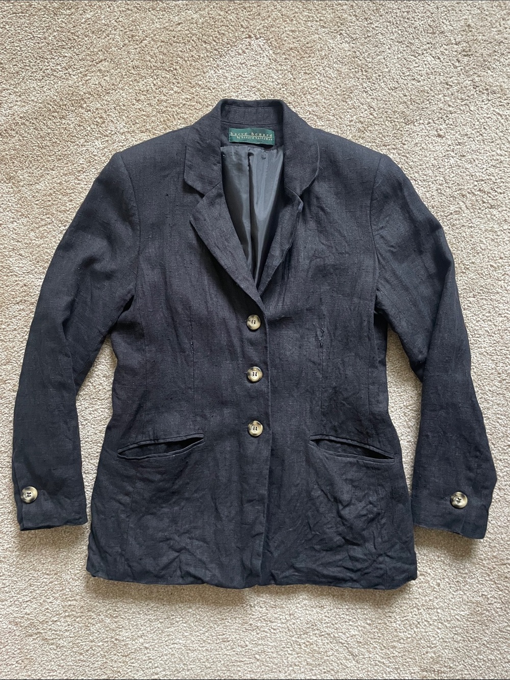 Harvé Benard Black Linen Blazer